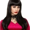 Long Black Wig With Bangs -The Haunted Closet Sales 00531681 a