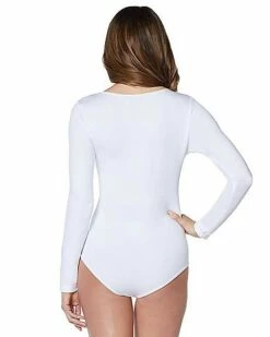Long Sleeve White Bodysuit -The Haunted Closet Sales 01263854 b