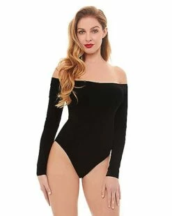 Off The Shoulder Black Bodysuit -The Haunted Closet Sales 01392307 a
