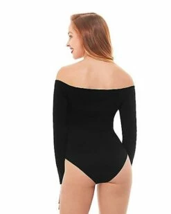 Off The Shoulder Black Bodysuit -The Haunted Closet Sales 01392307 b