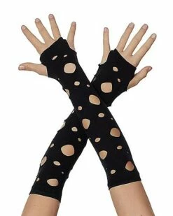 Tattered Black Arm Warmers