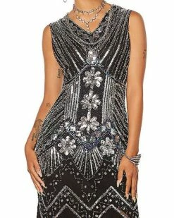 Adult Black Beaded Flapper Dress -The Haunted Closet Sales 01470350 d