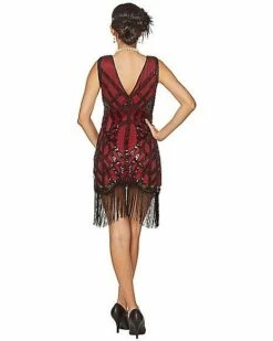 Adult Burgundy Beaded Flapper Dress -The Haunted Closet Sales 01470491 b