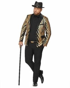 Adult '20s Gold And Black Plus Size Jacket