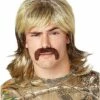 Blond Mullet Wig With Mustache -The Haunted Closet Sales 01509983 a