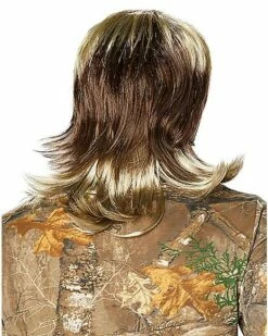 Blond Mullet Wig With Mustache -The Haunted Closet Sales 01509983 b