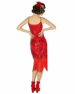 Adult Red Sequin Flapper Dress -The Haunted Closet Sales 01520725 b