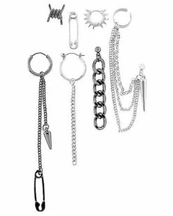 Punk Mismatched Earring Set - 7 Pack