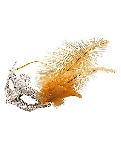 Gold Feather And Lace Eye Half Mask 6 Gold Feather And Lace Eye Half Mask - Image 4