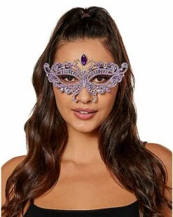 Purple Butterfly Crystal Eye Half Mask