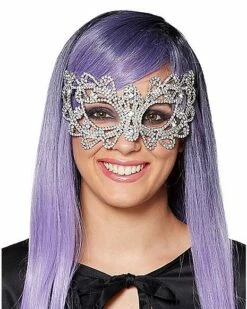 Ribbon Rhinestone Half Mask